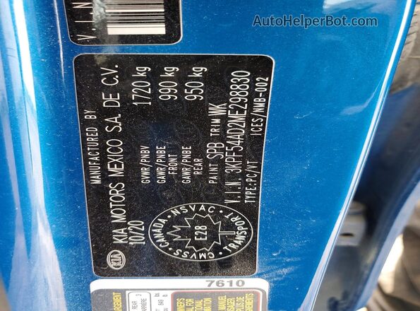 3KPF54AD2ME298830 2021 KIA FORTE Blue 