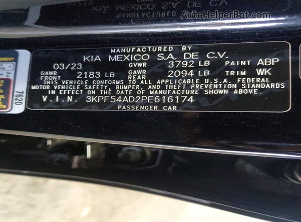 3KPF54AD2PE616174 2023 KIA FORTE Black 