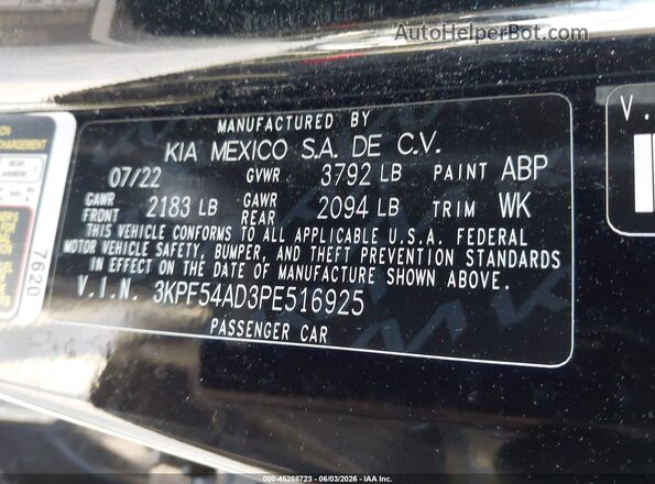 3KPF54AD3PE516925 2023 KIA FORTE Black Widok komory silnika