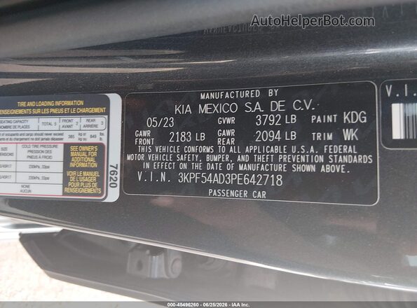 3KPF54AD3PE642718 2023 KIA FORTE Gray Vista del compartimento del motor