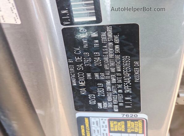 3KPF54AD4PE606939 2023 KIA FORTE Silver VIN sticker view