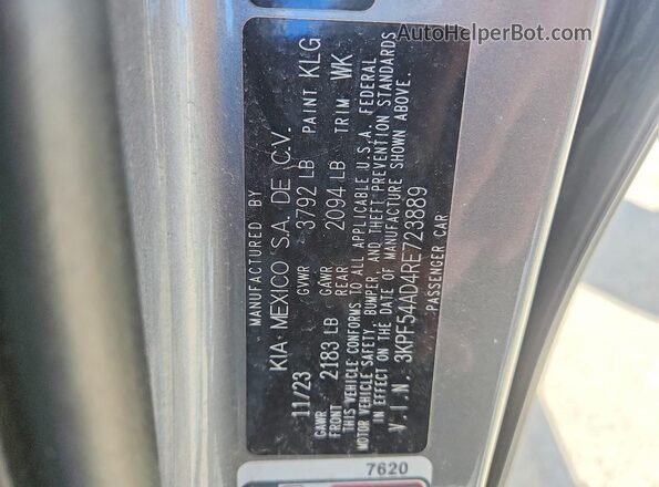 3KPF54AD4RE723889 2024 KIA FORTE Gray Engine compartment view