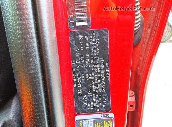 3KPF54AD6RE748714 2024 KIA FORTE Red 