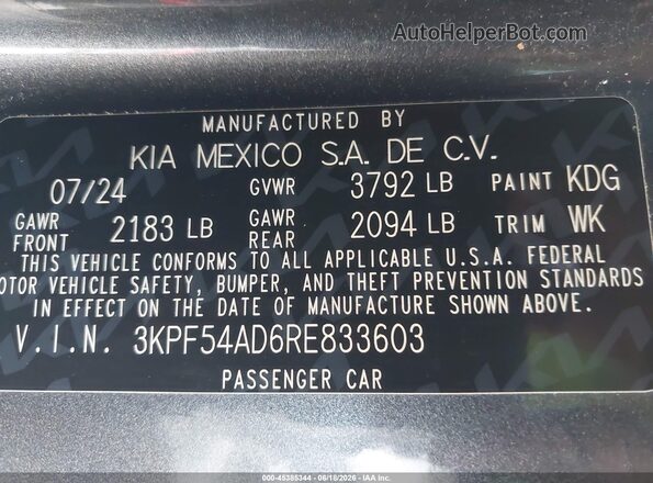 3KPF54AD6RE833603 2024 KIA FORTE Серый Вид подкапотного пространства