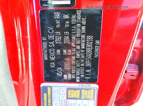 3KPF54AD8RE802188 2024 KIA FORTE Red 