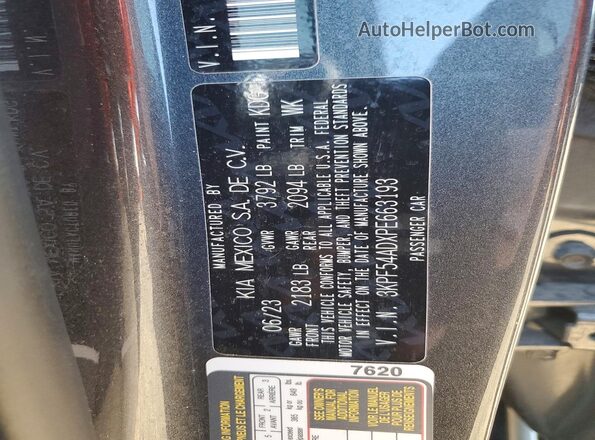 3KPF54ADXPE663193 2023 KIA FORTE Gray Вид наклейки з VIN-кодом