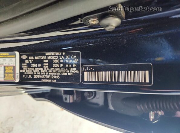 3KPFK4A72HE129495 2017 KIA FORTE Black 