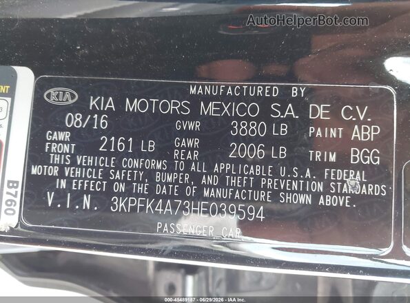 3KPFK4A73HE039594 2017 KIA FORTE Черный Вид подкапотного пространства
