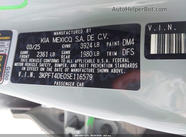 3KPFT4DE0SE116579 2025 KIA K4 Gray Вид підкапотного простору