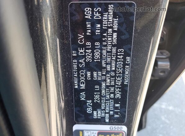 3KPFT4DE1SE031413 2025 KIA K4 Charcoal 
