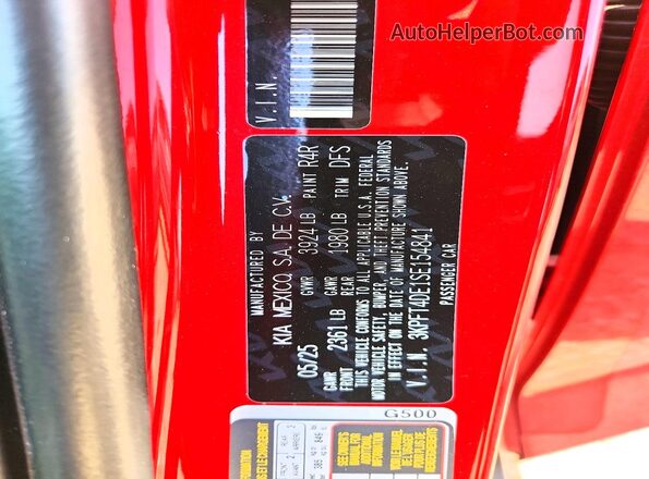 3KPFT4DE1SE154841 2025 KIA K4 Red Вид підкапотного простору