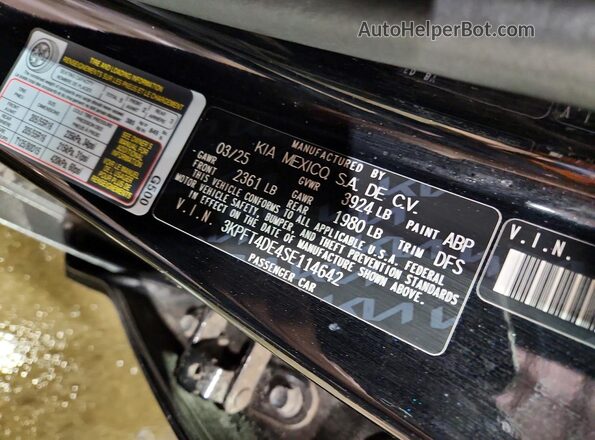 3KPFT4DE4SE114642 2025 KIA K4 Black 
