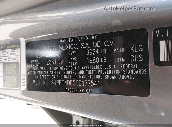 3KPFT4DE5SE177541 2025 KIA K4 Silver Շարժիչի բաժամունքի տեսք