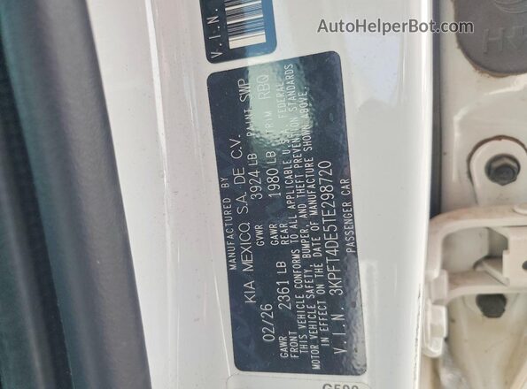 3KPFT4DE5TE298720 2026 KIA K4 White 