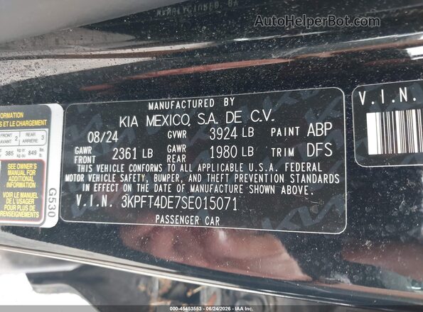 3KPFT4DE7SE015071 2025 KIA K4 Black Շարժիչի բաժամունքի տեսք