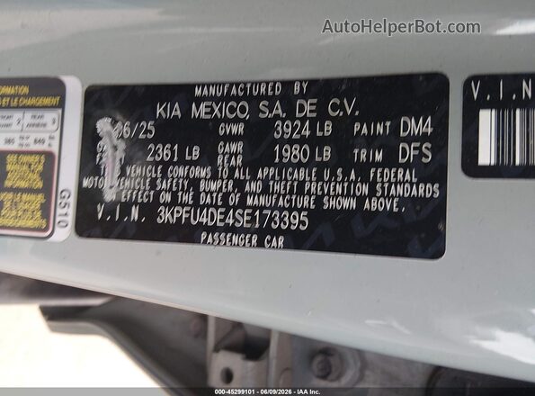 3KPFU4DE4SE173395 2025 KIA K4 Green Вид підкапотного простору