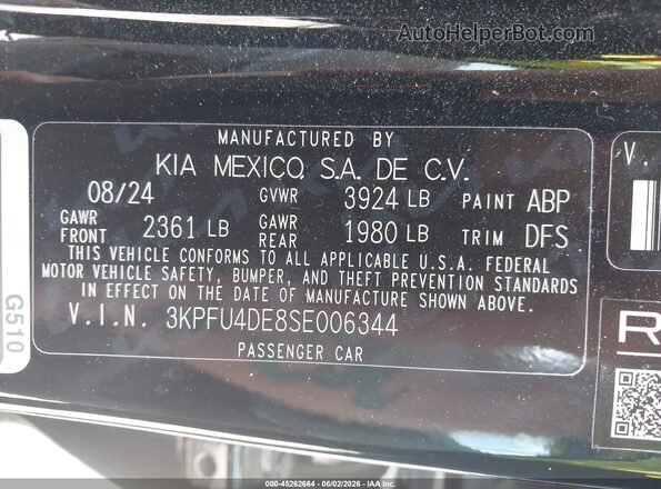 3KPFU4DE8SE006344 2025 KIA K4 Черный Вид подкапотного пространства