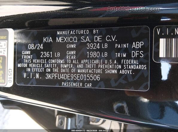3KPFU4DE9SE015506 2025 KIA K4 Black Вид підкапотного простору