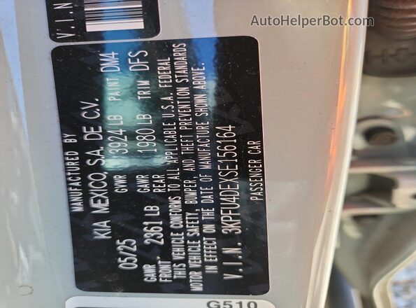 3KPFU4DEXSE156164 2025 KIA K4 Gray 