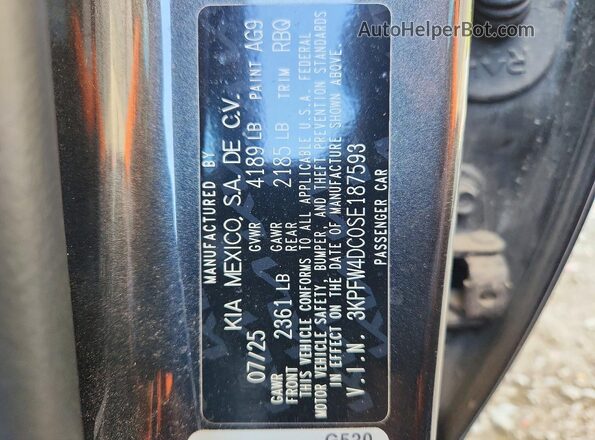 3KPFW4DC0SE187593 2025 KIA K4 Charcoal Շարժիչի բաժամունքի տեսք