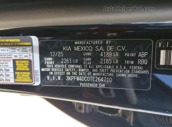 3KPFW4DC0TE264710 2026 KIA K4 Черный Вид подкапотного пространства