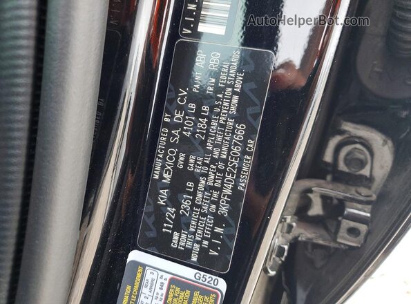 3KPFW4DE2SE067666 2025 KIA K4 Черный Вид наклейки с VIN-кодом
