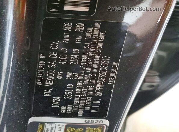 3KPFW4DE6SE036517 2025 KIA K4 Charcoal VIN sticker view