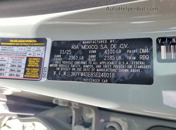3KPFW4DE8SE246018 2025 KIA K4 Gray 