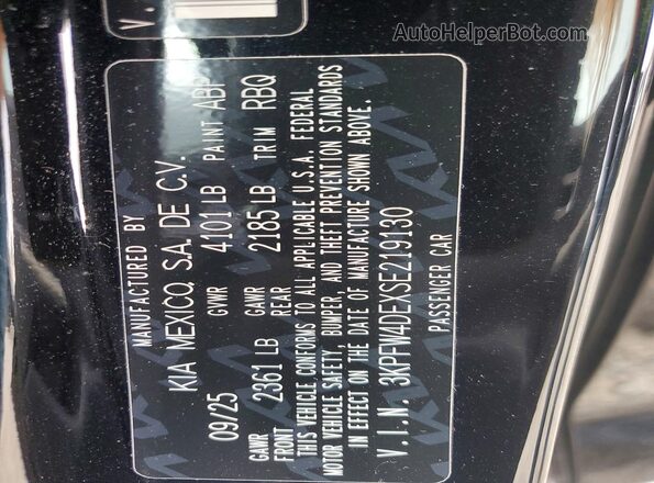 3KPFW4DEXSE219130 2025 KIA K4 Black 