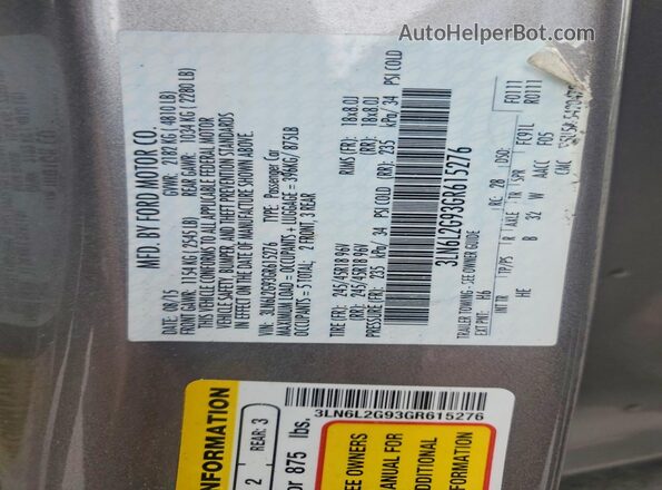 3LN6L2G93GR615276 2016 LINCOLN MKZ Gold 
