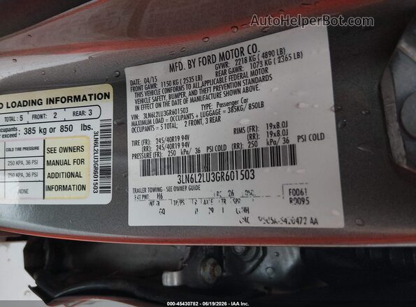 3LN6L2LU3GR601503 2016 LINCOLN MKZ HYBRID Beige Շարժիչի բաժամունքի տեսք