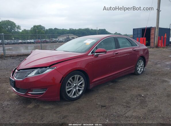 3LN6L2LU3GR634193 2016 LINCOLN MKZ HYBRID Red Առջևի ձախ երեք քառորդ տեսարան