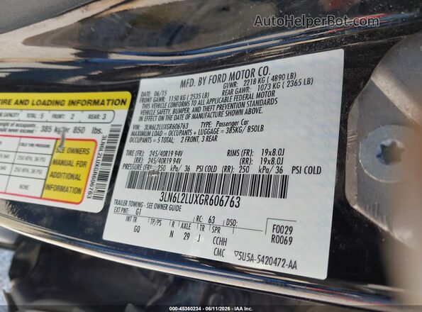 3LN6L2LUXGR606763 2016 LINCOLN MKZ HYBRID Black Engine compartment view