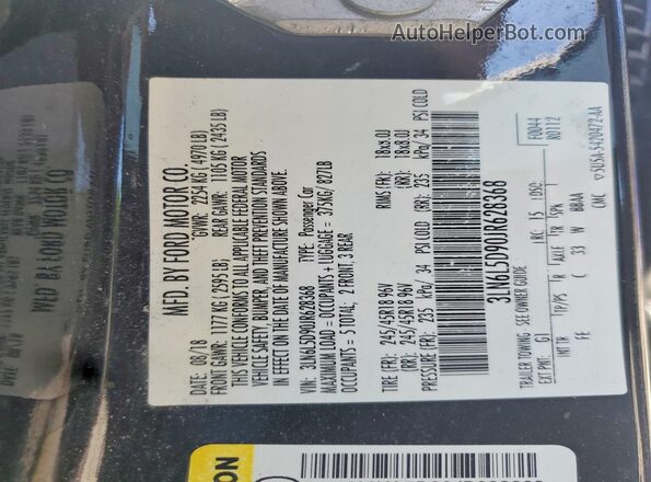 3LN6L5D90JR628368 2018 LINCOLN MKZ Black 