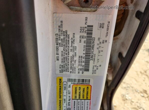3LN6L5FC5HR624433 2017 LINCOLN MKZ White Вид підкапотного простору
