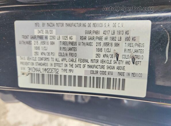 3MVDMAAL1MM208782 2021 MAZDA CX-30 Black 