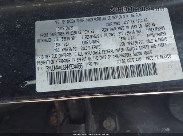 3MVDMAAL8MM304456 2021 MAZDA CX-30 Black Շարժիչի բաժամունքի տեսք
