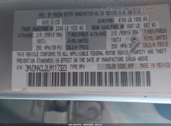 3MVDMACL2LM117323 2020 MAZDA CX-30 Silver Engine compartment view