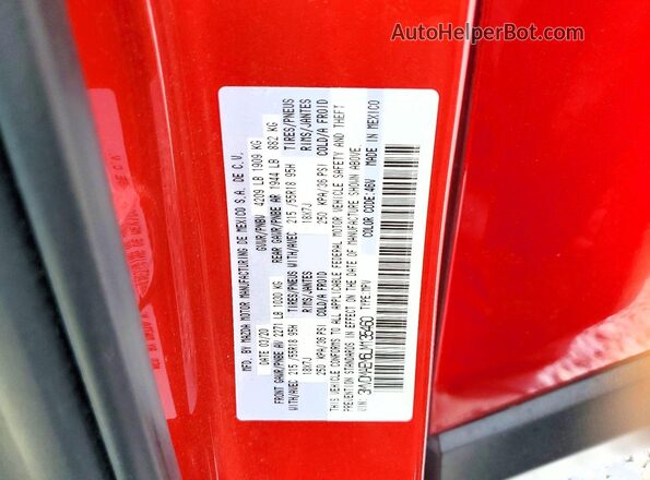 3MVDMAEM6LM135460 2020 MAZDA CX-30 Red Widok naklejki z numerem VIN