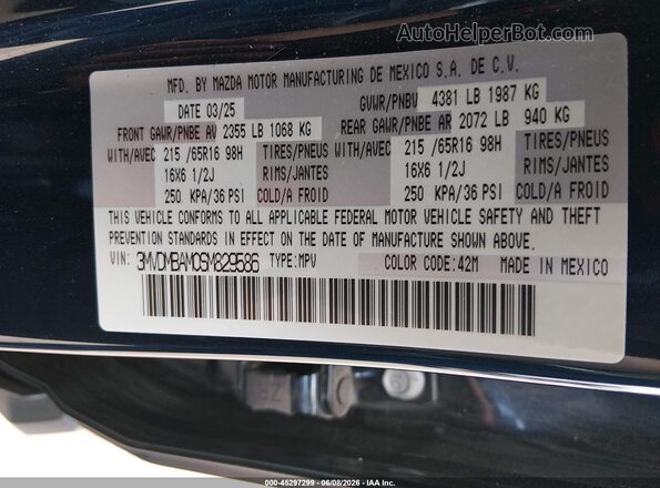 3MVDMBAM0SM829586 2025 MAZDA CX-30 Dark Blue Vista del compartimento del motor