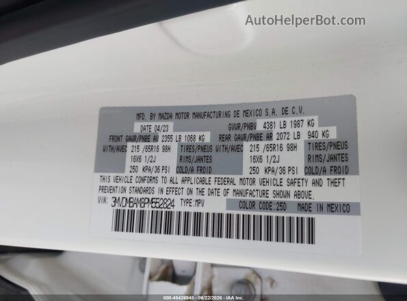 3MVDMBAM8PM552824 2023 MAZDA CX-30 Белый Вид подкапотного пространства