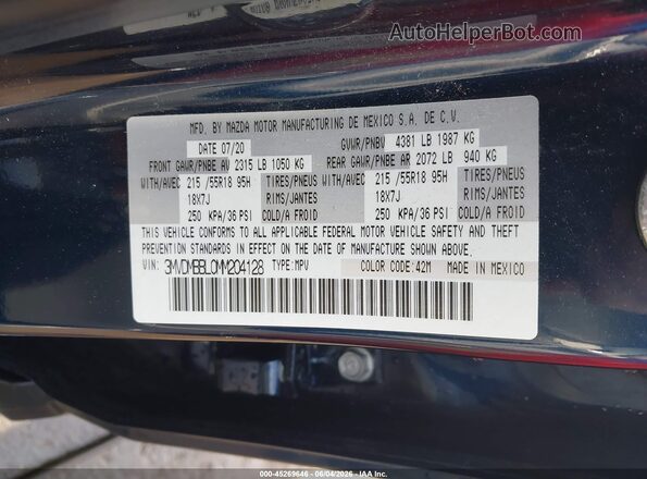 3MVDMBBL0MM204128 2021 MAZDA CX-30 Black Вид підкапотного простору