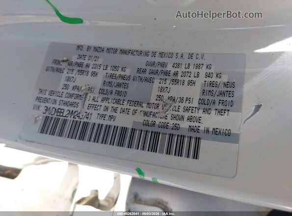 3MVDMBBL2MM243741 2021 MAZDA CX-30 White 