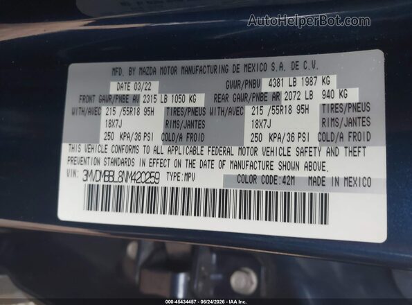 3MVDMBBL8NM420259 2022 MAZDA CX-30 Blue Engine compartment view