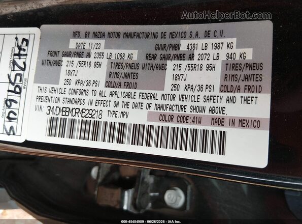 3MVDMBBM0RM629218 2024 MAZDA CX-30 Черный Вид подкапотного пространства