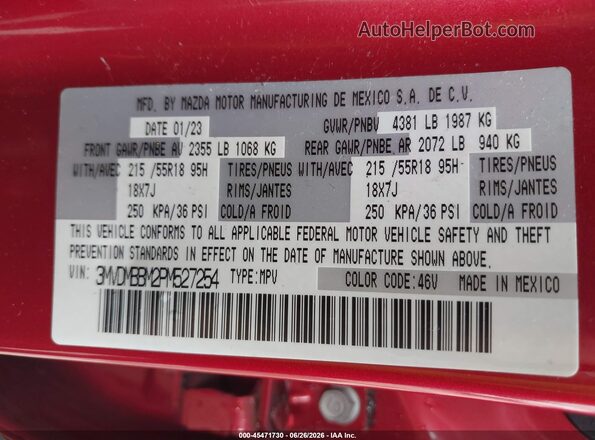 3MVDMBBM2PM527254 2023 MAZDA CX-30 Red Vista del compartimento del motor