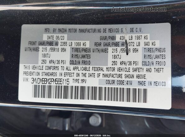 3MVDMBBM2PM565115 2023 MAZDA CX-30 Black Widok komory silnika