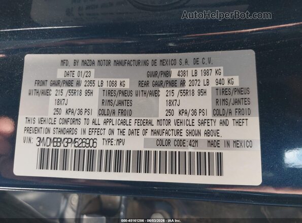 3MVDMBBM3PM526906 2023 MAZDA CX-30 Blue Widok komory silnika