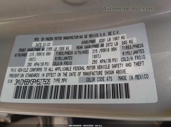 3MVDMBBM3PM527506 2023 MAZDA CX-30 Silver Engine compartment view