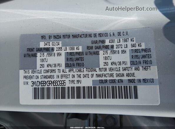 3MVDMBBM3RM660995 2024 MAZDA CX-30 White Вид підкапотного простору